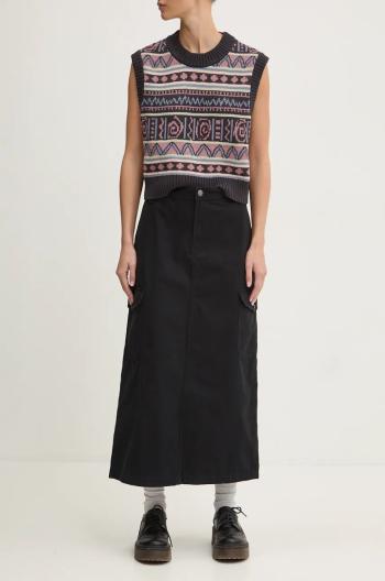 Bavlnená sukňa Dickies DUCK CANVAS čierna farba, midi, áčkový strih, DK0A4Z2R