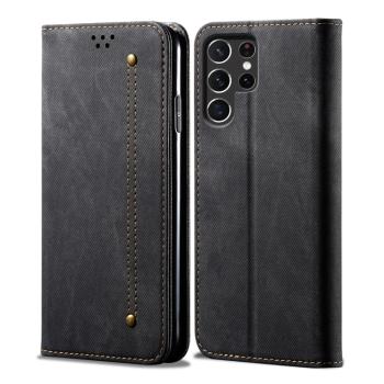 DENIM Peňaženkový kryt pre Samsung Galaxy S25 Ultra 5G čierny