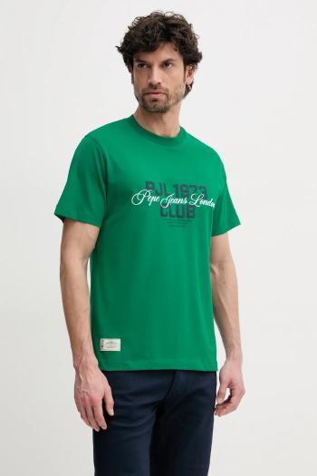 Bavlnené tričko Pepe Jeans TALBOT pánske, zelená farba, s potlačou, PM509791