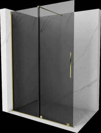 MEXEN/S - Velar Sprchová zástena posuvná Walk-in 150 x 200, grafit 8 mm, zlato 871-150-000-43-50