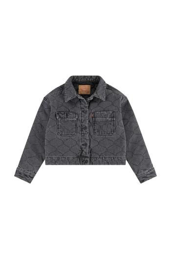 Detská rifľová bunda Levi's QUILTED TRUCKER JACKET šedá farba, 3EL097
