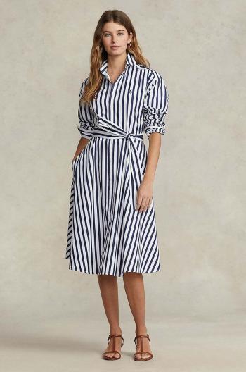 Bavlnené šaty Polo Ralph Lauren tmavomodrá farba, mini, áčkový strih, 211891428