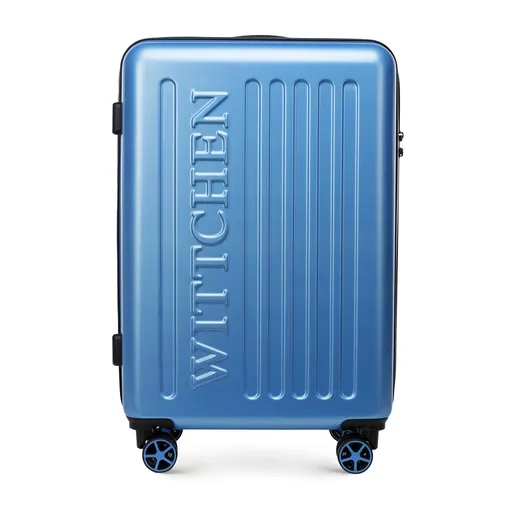 Stredný kufor z ABS s reliéfnym logom, modrý 56-3A-502-77