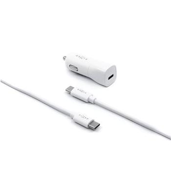 FIXED Car s USB-C výstupom a USB-C/USB-C kábla podpora PD 1 m 18 W biela (FIXCC18-CC-WH)