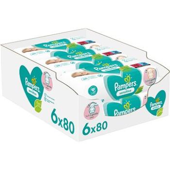 PAMPERS vlhčené obrúsky XXL Sensitive 6× 80 ks (8006540174531)