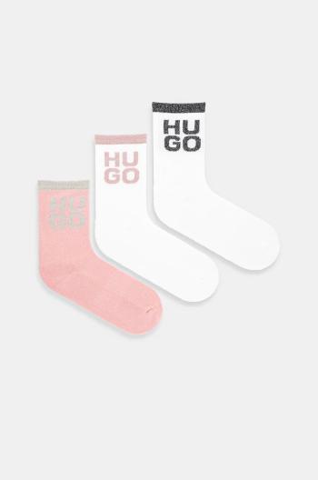 Ponožky HUGO 3-pak dámske, biela farba, 50530490