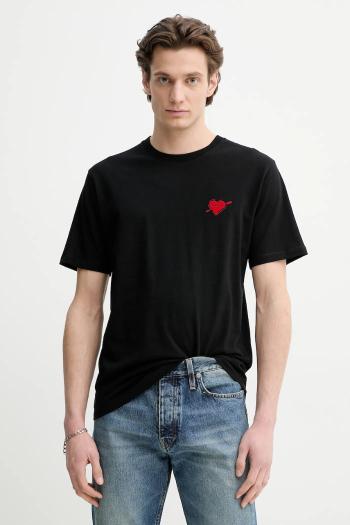 Bavlnené tričko The Kooples pánske, čierna farba, s potlačou, HTSC30036K
