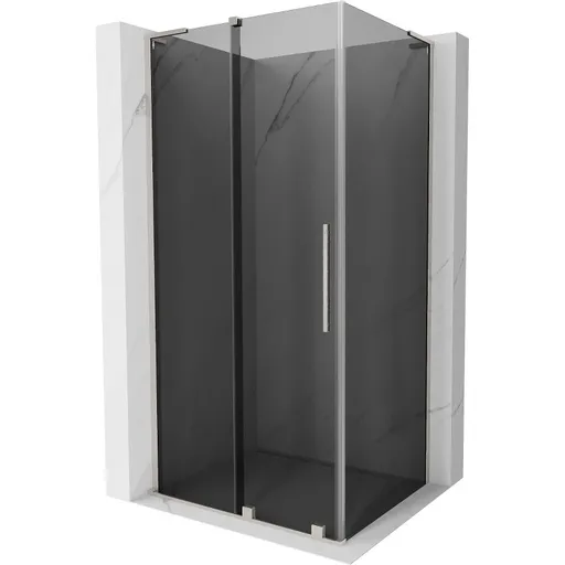 MEXEN/S - Velar L sprchovací kút, posuvné dvere 120 x 85, grafit, nikel kartáčovaný 871-120-085-43-97