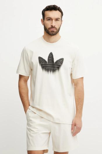Bavlnené tričko adidas Originals Skeleton Trefoil pánske, béžová farba, s potlačou, JN4559