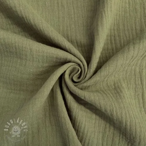 Dvojitá gázovina/mušelín moss green ORGANIC