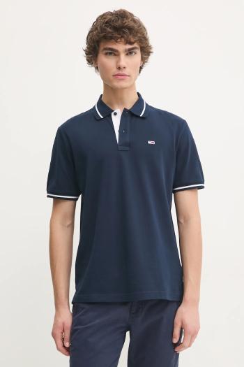Bavlnené polo tričko Tommy Jeans tmavomodrá farba, jednofarebné, DM0DM20745