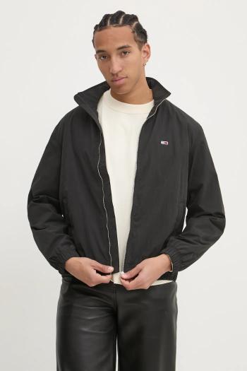Bunda Tommy Jeans pánska, čierna farba, prechodná, oversize, DM0DM20655