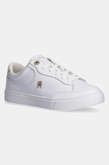 Kožené tenisky Tommy Hilfiger ESSENTIAL CHIC COURT SNEAKER biela farba, FW0FW08322