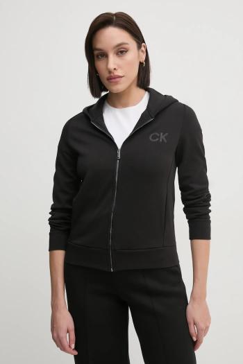 Mikina Calvin Klein dámska, čierna farba, s kapucňou, s nášivkou, K20K207955
