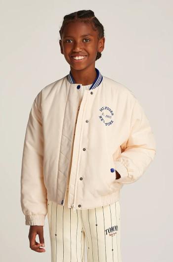Detská bunda bomber Tommy Hilfiger béžová farba, KG0KG08312