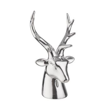 SYLVAN SPIRIT kerámia szarvas fej ezüst, 34 cm