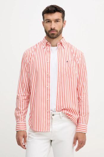 Bavlnená košeľa Tommy Hilfiger oranžová farba, regular, s golierom button-down, MW0MW39451
