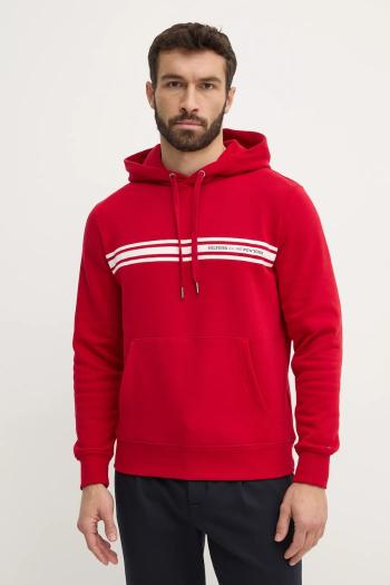 Mikina Tommy Hilfiger pánska, červená farba, s kapucňou, s potlačou, MW0MW38332