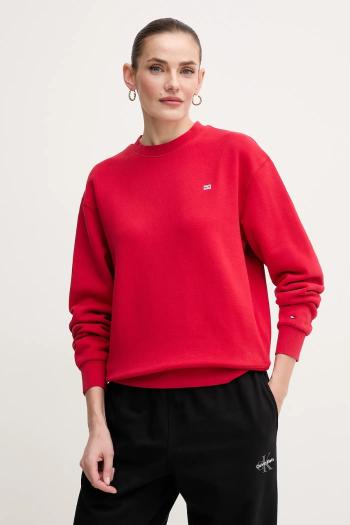 Bavlnená mikina Tommy Hilfiger dámska, červená farba, jednofarebná, WW0WW45980