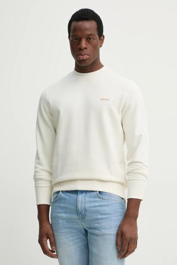 Bavlnená mikina Calvin Klein Jeans pánska, béžová farba, jednofarebná, J30J327530