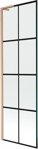 MEXEN/S - Next L vaňová zástena FIX 60 x 150, čierna vzor, meď kartáčovaná 895-060-000-03-77-65