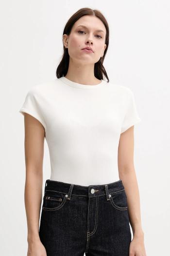 Tričko Tommy Hilfiger dámske, béžová farba, WW0WW45731