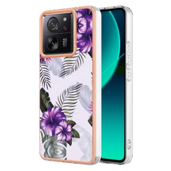 IMD MARBLE Ochranný kryt Xiaomi 13T / 13T Pro PURPLE FLOWER