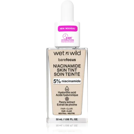 Wet n Wild BareFocus Niacinamide Skin Tint ľahký hydratačný make-up odtieň Fair (Neutral) 32 ml