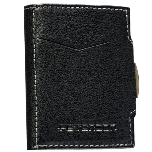 Malá, vertikálna pánska peňaženka v čiernej farbe s patentkou zapínanie na patentný patent - Peterson