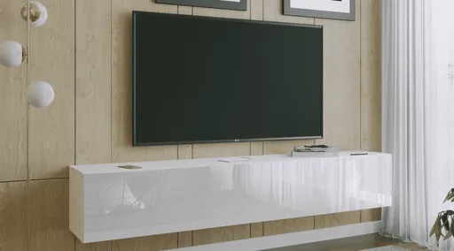 ArtExt Závesný TV stolík JOY | 200 cm Farba: R3 biely lesk