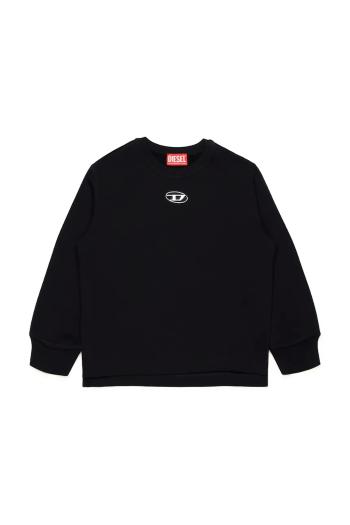 Detská bavlnená mikina Diesel SMACSISOD OVER SWEAT-SHIRT čierna farba, jednofarebná, J02024