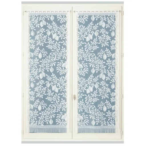 1 pár vitrážových rovných čipkových záclon s motívom citrónov