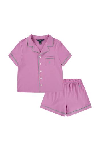 Detské bavlnené pyžamo Polo Ralph Lauren fialová farba, jednofarebná, 4P0241
