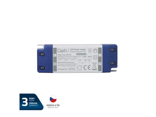 Zdroj spínaný pre LED 12V/ 18W  GETI  GPS18, IP20