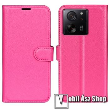 WALLET notesz tok / flip tok - MAGENTA - asztali tartó funkciós, oldalra nyíló, rejtett mágneses záródás, bankkártyatartó zseb, szilikon belső - Xiaomi 13T / 13T Pro / Redmi K60 Ultra