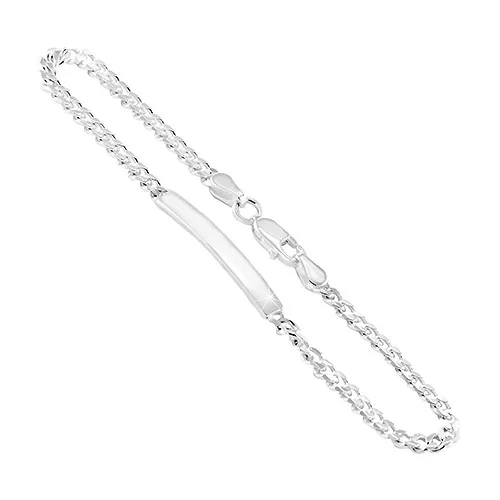 Náramok zo striebra 925 - elipsovité články, hladká známka v strede