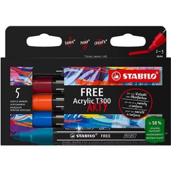 STABILO FREE Acrylic T300 2 – 3 mm, Urban – balenie 5 farieb (4006381576598)