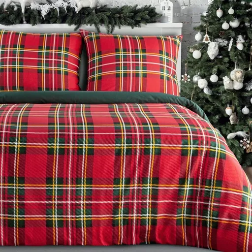 ArtFir Vianočné obliečky na jednolôžko JENNY | červená/zelená 140 x 200 cm