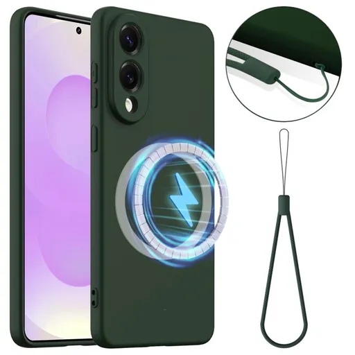 RUBBER MAGSAFE Silikónový kryt pre Samsung Galaxy S25 Edge DARK GREEN