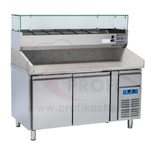 Dvojdverový pizza-stôl s chladiacou vitrínou COOLHEAD®