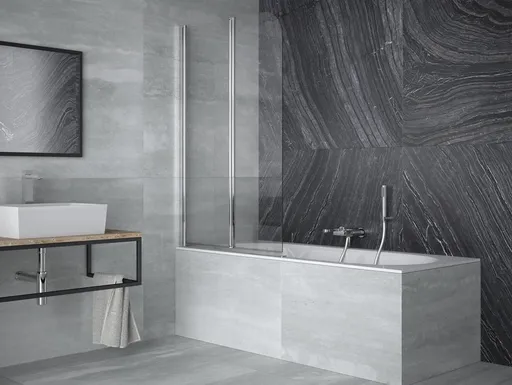 BESCO - Vaňová zástena PRIME 2 - FARBA rámu - Chróm / Leštený hliník (ALU), Rozmer A - 90 cm, Smer zatvárania - Univerzálne Ľavé / Pravé, Výplň - Číre bezpečnostné sklo - 5 mm BCPRIM90CC