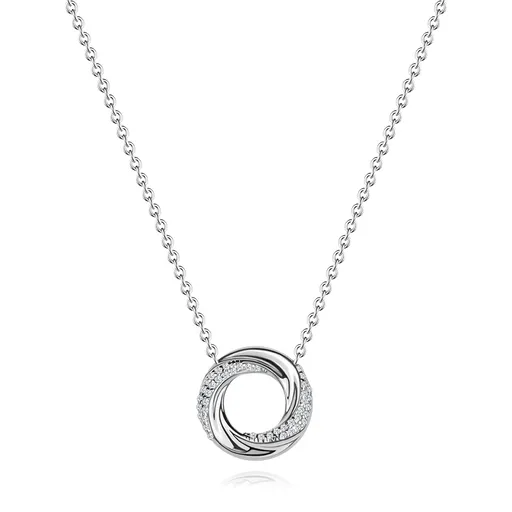 Strieborný 925 náhrdelník s prepletaným kruhom a čírymi zirkónmi