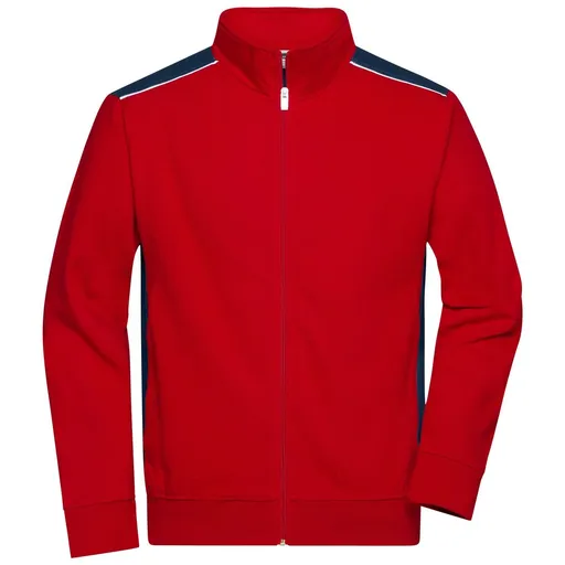 James & Nicholson (Daiber) Pánska mikina bez kapucne JN870 - Červená / tmavomodrá | 3XL