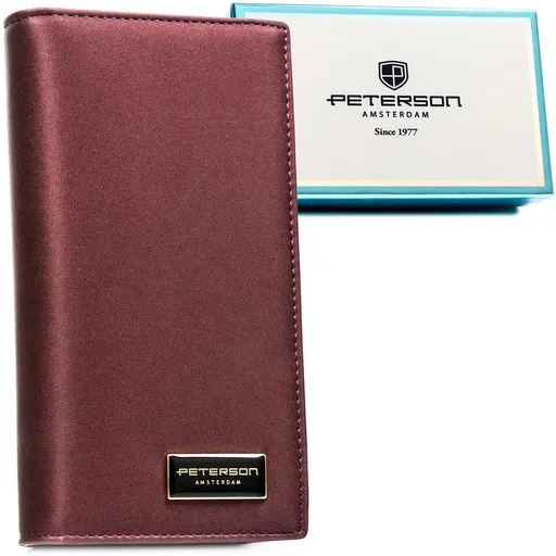 Fialová dámska peňaženka z prírodnej a ekologickej kože s uzatváraním na magnet a zips - Peterson