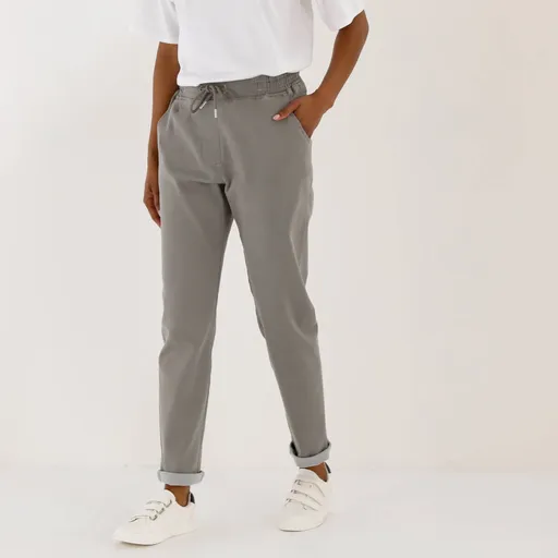 Denimové jogging nohavice s pružným pásom