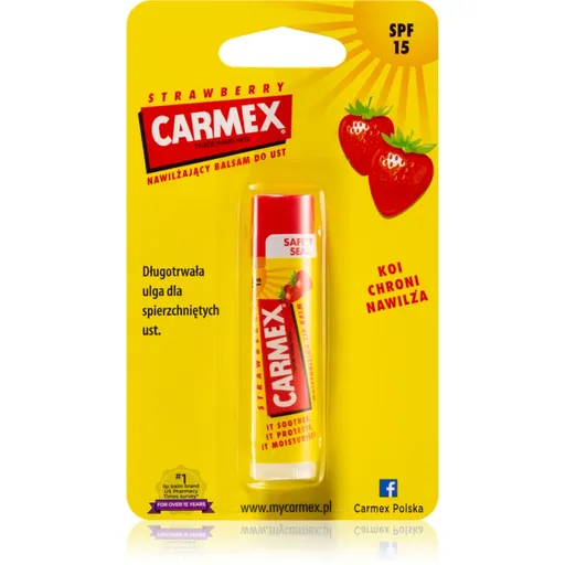 Carmex Strawberry hydratačný balzam na pery v tyčinke SPF 15 4.25 g