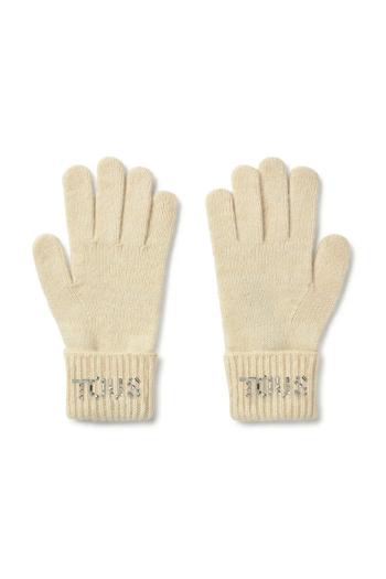 Rukavice s prímesou vlny Tous TEXTIL béžová farba, 2002204001