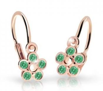 Cutie Jewellery Detské kvietkové náušnice z ružového zlata C2744-10-X-4 zelená