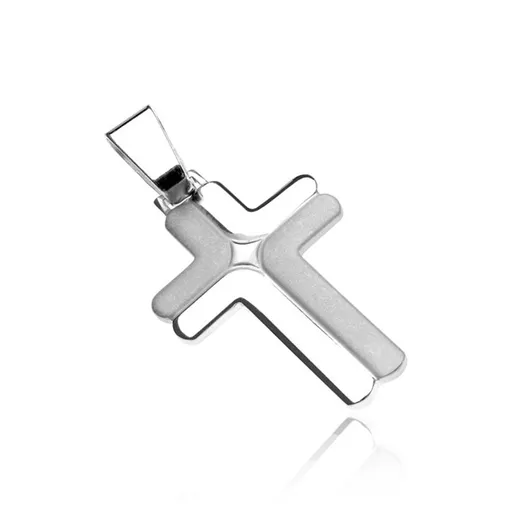 Strieborný prívesok, kríž 925 - dvojité matné a lesklé L
