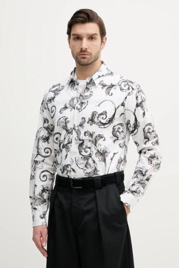 Bavlnená košeľa Versace Jeans Couture pánska, biela farba, regular, s klasickým golierom, 78GAL2S0 NS630